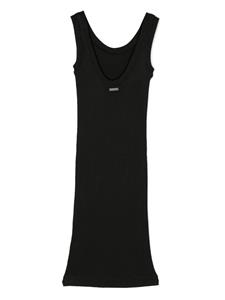 Monnalisa Geribbelde jurk met ronde hals - Zwart