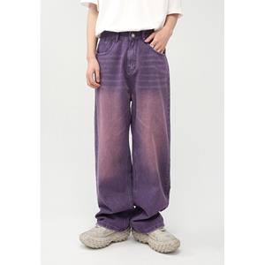 Mimanhome Heren Four Seasons Nieuwe Koreaanse versie Gepersonaliseerde Straight Barrel Purple Wide Leg Jeans voor heren