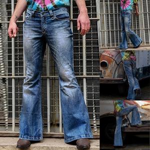 Nijugo Herenmode Losse denim rechte broek Distressed jeans Lange flare broek