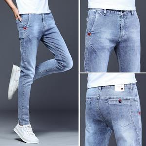 Zhuoneng Clothing Zomer Nieuwe Jeans Heren Slanke Kleine Voeten Koreaanse Tide High-end Casual Lange Broek voor Heren