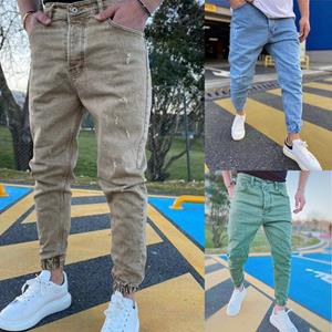 Zhuoneng Clothing Mode heren nieuwe denim herenbroeken gebroken gaten trend kleurrijke slanke denim leggings mannelijk