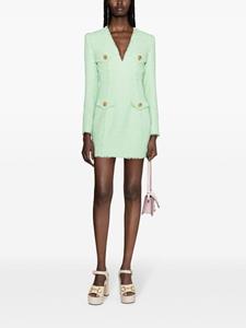 Balmain V-neck bouclé minidress - Groen