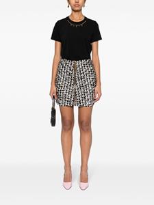 Elisabetta Franchi graphic-print satin mini skirt - Zwart