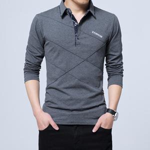 GQ-Lemon Koreaanse mode casual katoen mannen solide kleur revers polot-shirt met lange mouwen