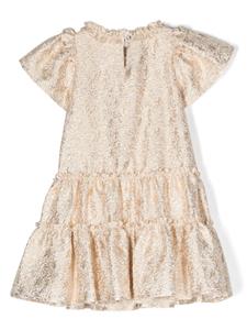 Monnalisa metallic-thread tiered dress - Goud