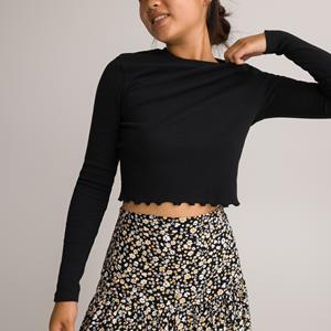 LA REDOUTE COLLECTIONS Cropped T-shirt in ribtricot, lange mouwen