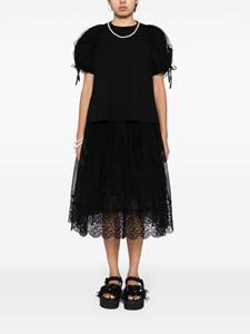 Simone Rocha lace-trim tulle midi skirt - Zwart