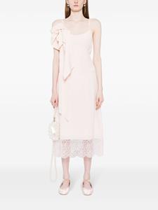 Simone Rocha floral-appliqué crepe midi dress - Roze