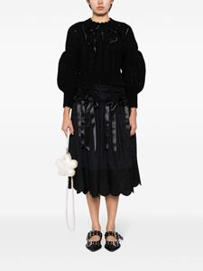 Simone Rocha bow-embellished gathered cotton skirt - Zwart
