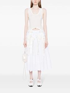 Simone Rocha bow-embellished gathered cotton skirt - Wit