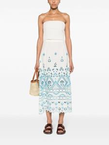 ETRO broderie-anglaise A-line midi skirt - Wit