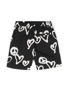 Molo heart-print twill shorts - Zwart