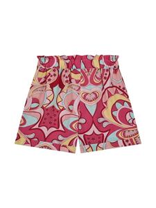Guess kids pom pom-trim patterned shorts - Roze