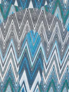 Missoni zigzag-print frayed scarf - Blauw