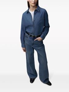 12 STOREEZ Denim blouse met lange mouwen - Blauw