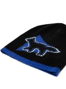 And Wander x Maison Kitsuné logo-intarsia beanie - Zwart