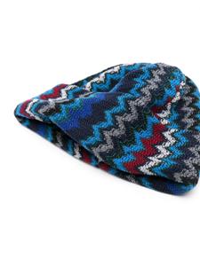 Missoni zigzag-weave wool beanie - Blauw