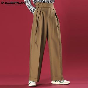 INCERUN Spring Heren Baggy Straight Business Casual Losse Maxi Broek