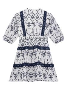 Guess kids lace-detail embroidered cotton dress - Wit