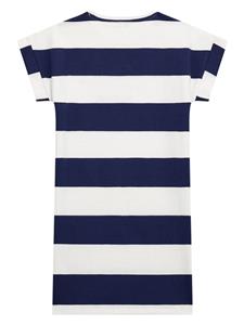 Guess kids logo-embroidered striped dress - Blauw