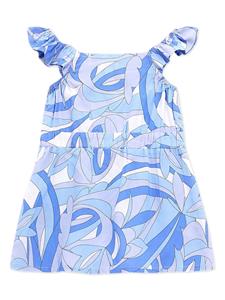 Guess kids logo-embroidered printed dress - Blauw