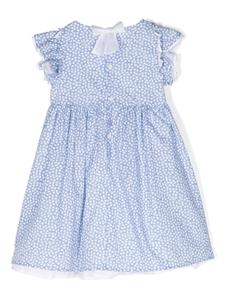 Il Gufo floral-print ruffled cotton dress - Blauw