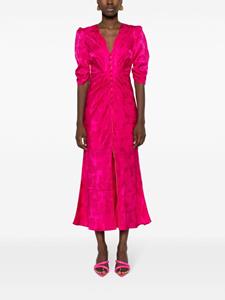 Saloni Mitsu B floral midi dress - Roze