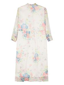 ASPESI Zijden midi-jurk met bloemenprint - Wit