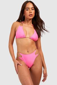 Boohoo Petite Bikini Met Ketting Detail, Hot Pink