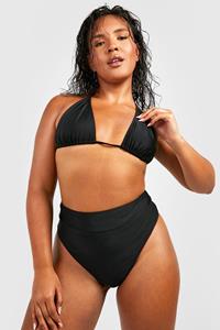 Boohoo Plus Driehoekige Essentials Bikini Top Met Strik, Black