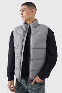 Boohoo Man Dash Quilted Funnel Neck Gilet, Grey