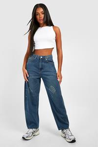 Boohoo Mid Rise Carrot Fit Jeans, Vintage Blue