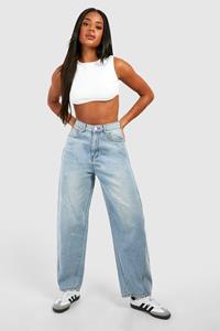 Boohoo Mid Rise Carrot Fit Jeans, Light Blue