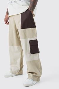 Boohoo Plus Relaxed Fit Colour Block Cargo Trouser, Chocolate