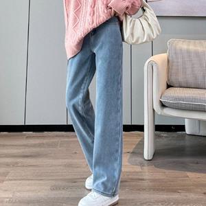 SURE XIAO STORY Herfst streetwear hoge taille jeans rechte casual denim jeans voor dames mode losse denim broek met zakken 29282