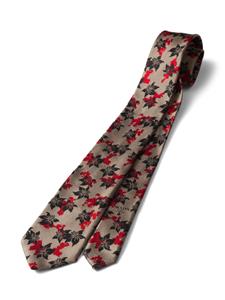 Prada floral-embroidered silk tie - Beige
