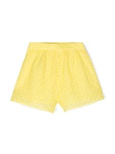 Liu Jo Kids broderie anglaise cotton shorts - Geel