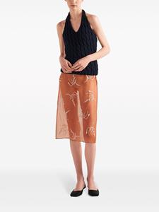 Prada floral-embroidered silk pencil skirt - Oranje