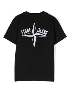 Stone Island Junior Compass-motif cotton T-shirt - Zwart