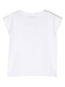 Miss Blumarine rhinestone-logo cotton T-shirt - Wit
