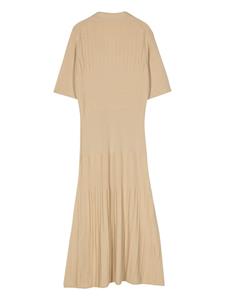 JOSEPH split-neck wool midi dress - Beige