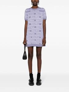 Miu Miu logo-intarsia mini dress - Paars