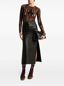 ETRO leather midi skirt - Zwart