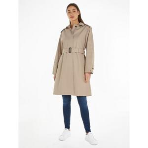 Tommy Hilfiger Kurzmantel "COTTON SB HOODED BELTED COAT", mit Logostickerei