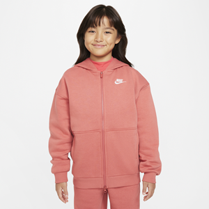 Nike Sportswear Club Fleece oversized hoodie met rits over de hele lengte voor meisjes - Rood