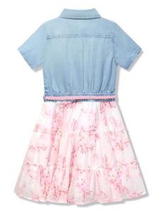 Guess kids floral-print belted dress - Blauw
