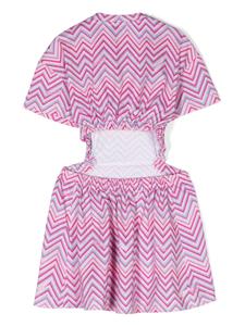 Missoni Kids chevron-print cotton dress - Roze