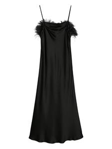 Antonelli Ligorio feather-trim satin dress - Zwart