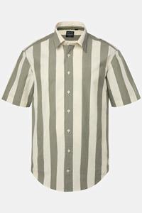 STHUGE Kurzarmhemd STHUGE Streifenhemd Halbarm Modern Fit Kentkragen