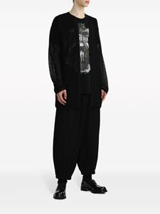 Yohji Yamamoto Lang vest met contrasterende stiksel - Zwart